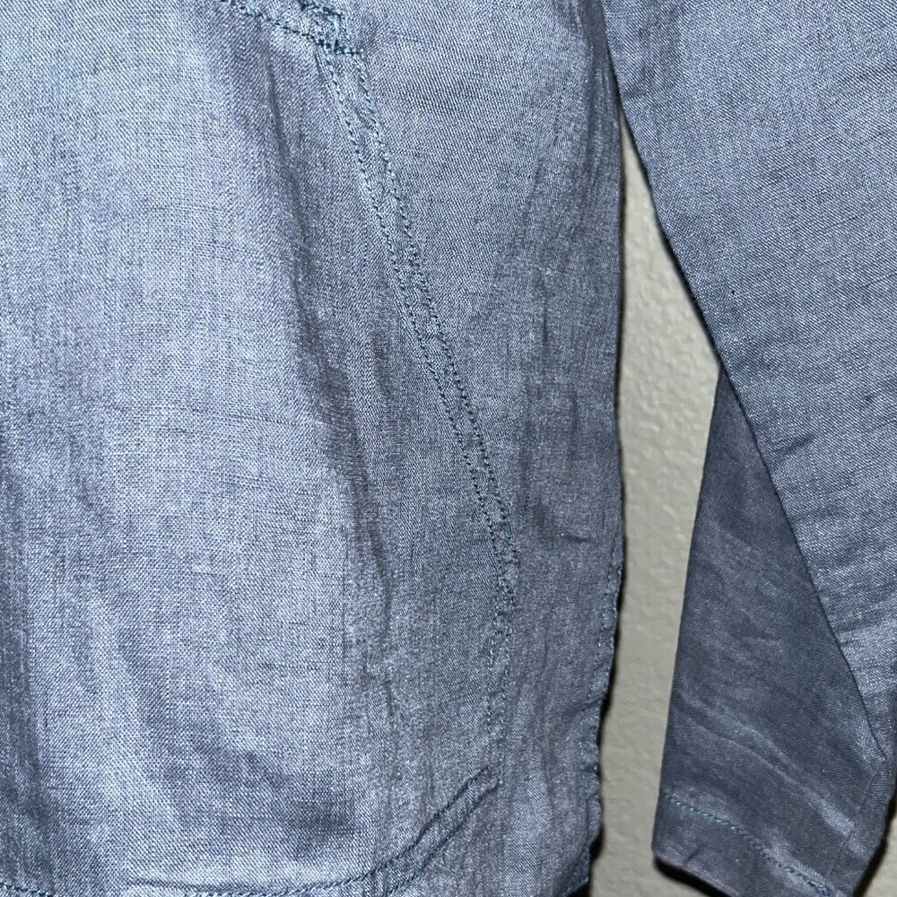 SUNDANCE BLUE 100% LINEN LONG SLEEVE RELAXED POP-OVER TUNIC SHIRT BLOUSE  EUC -S - Picture 5 of 13
